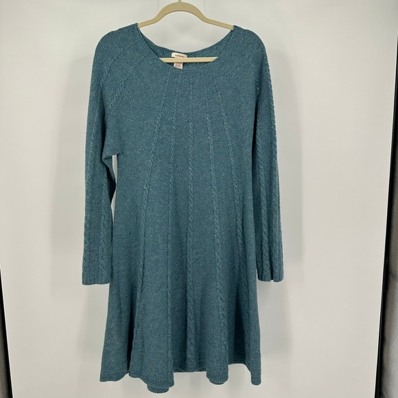 Sundance Sweaters - Sundance Womens Lambswool Cable Knit Sweater Dress Size L Cozy Artisan Boho